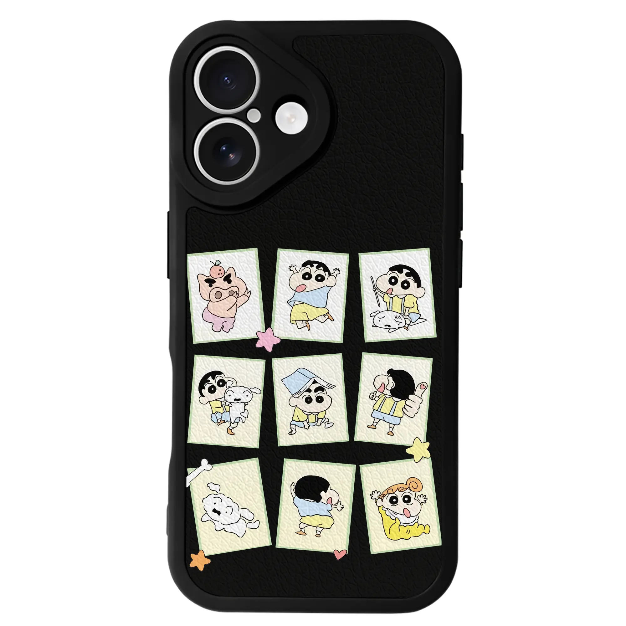 クレヨンしんちゃん グッズ 野原 しんのすけ - IPhone 16シリーズ対応 ・ シリコンスマホケース ・ レザー調 ・ 高精度フィット ・ 耐衝撃 ・ ワイヤレス充電対応 ・ 精密カット